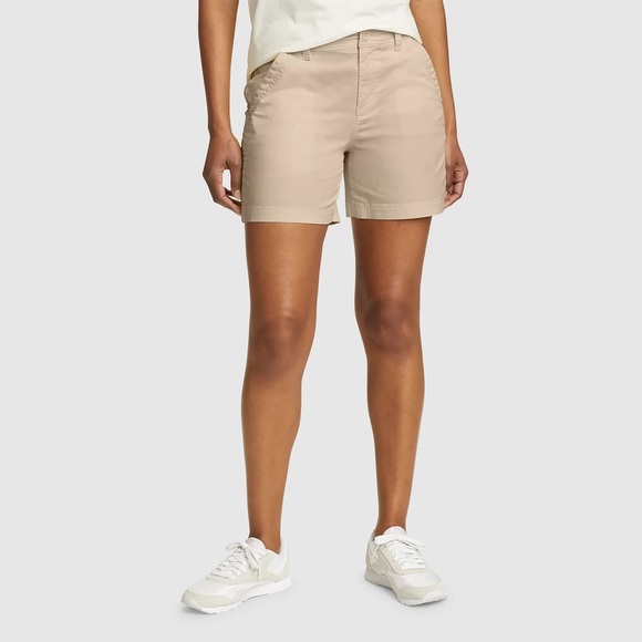 Eddie Bauer Khaki Shorts Tan Women 4 Preppy Classic Basic Hiking Outdoor Summer - Picture 1 of 9